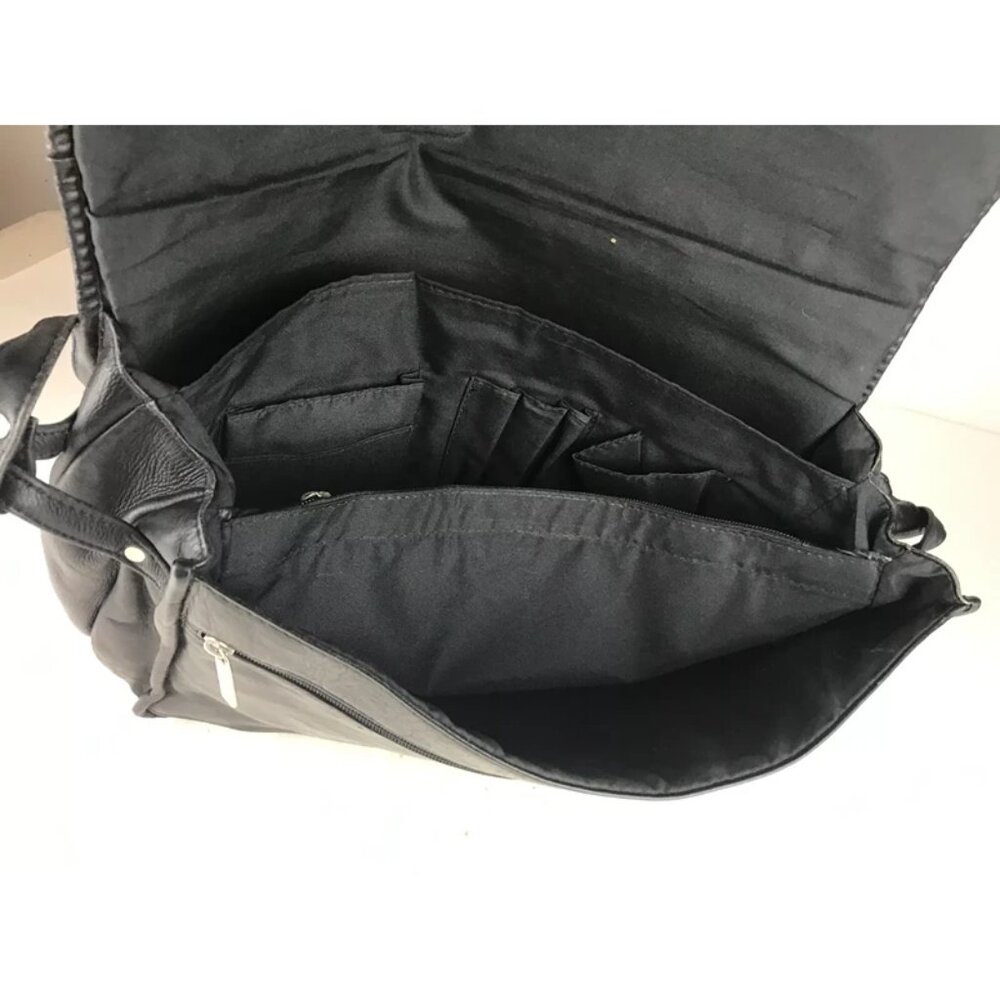 Wilsons Leather Unisex Black Inner Dividers Snap Crossbody Strap Messenger‎ Bag - Picture 8 of 10